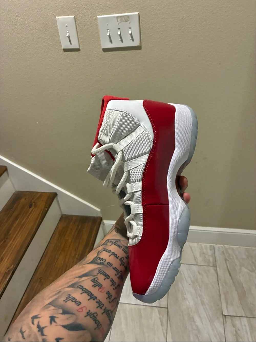 Jordan Men’s Sneakers in Red, White, and Gray